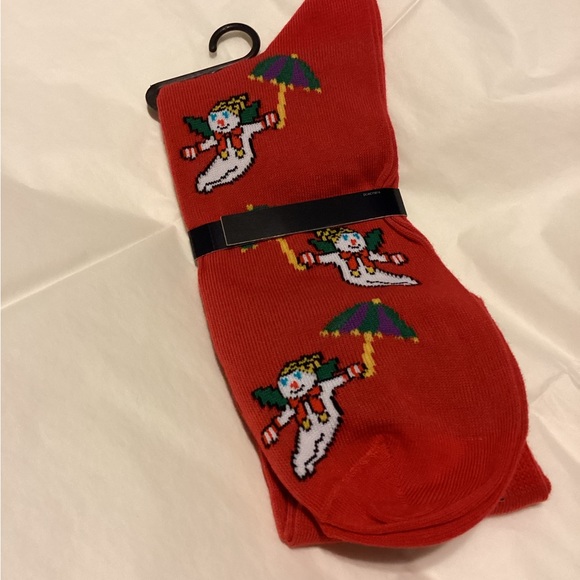 COPY - Red Mr Bingle With Umbrella Crew Men Socks - Picture 3 of 4